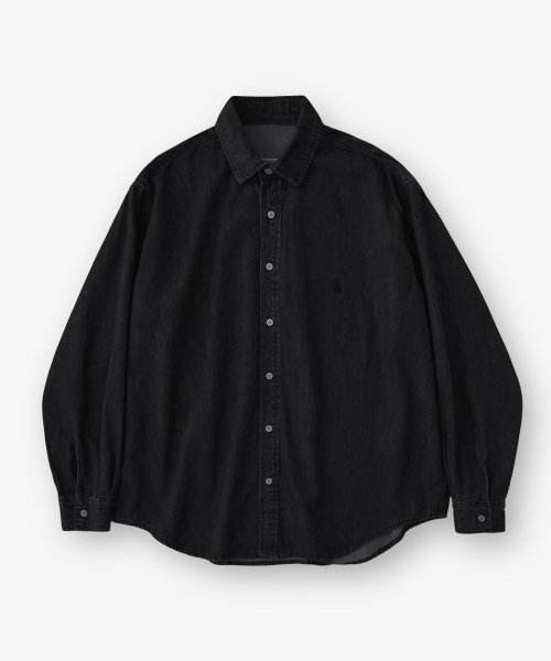 MUSINSA | LAFUDGESTORE City Boy Big Over Washed Denim Shirt_Washed Black