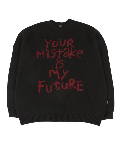 MUSINSA | AJOBYAJO Oversized (20) Slogan Wool Knit Sweater [Black]