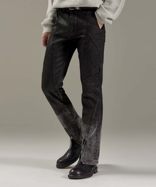 메종미네드(Maison Mined) Molar Fox Denim Pants Coating Black - 63,600 | 무신사 스토어