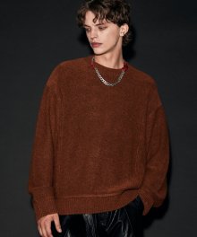 TRES WASHBOARD POINT KNIT R/BROWN