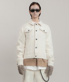 STRIPE FEATHER JACKET IVORY