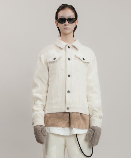 MUSINSA | ADDOFF STRIPE FEATHER JACKET IVORY