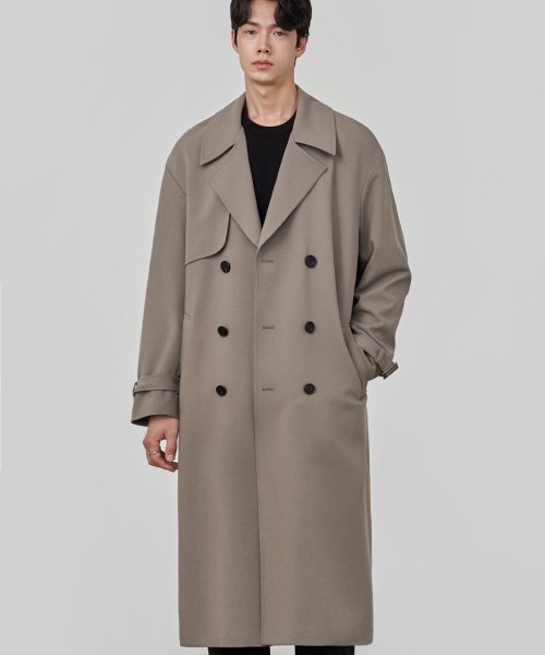 MUSINSA | DRAWFIT Oversized wool trench coat [GREIGE]