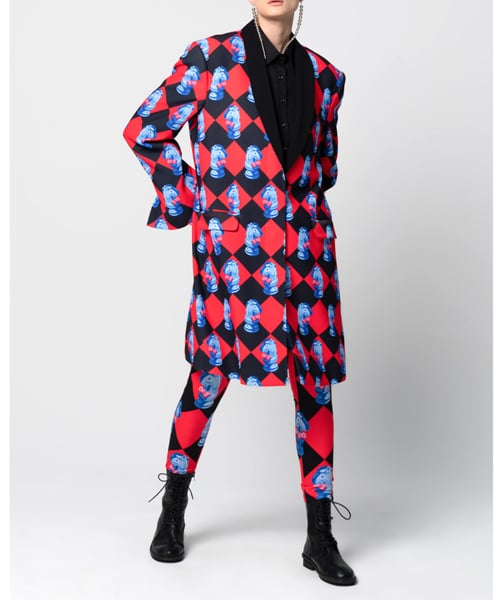 Длинное пальто Chessboard Blue Night