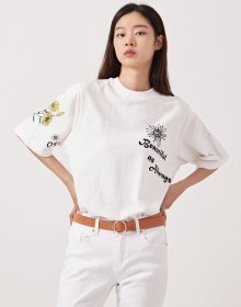 SKETCH ARTWORK HALF T-SHIRTS WHITE