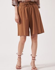 LINEN CULOTTE PANTS BROWN