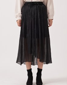 UNBALANCE PLEATED SKIRT BLACK