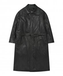 Vegan Leather Oversized Coat [Black]