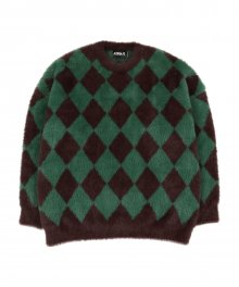 Harlequin Check Oversized Sweater [Green]