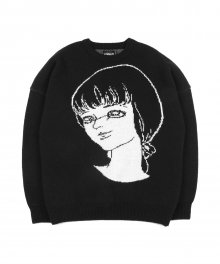 Maing Girl Oversized Wool Knit Sweater [Black]