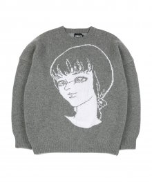 Maing Girl Oversized Wool Knit Sweater [Melange Grey]