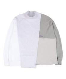 High-neck Mixed Sweatshirt [Light Grey]