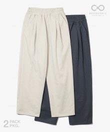 2Pack Two Tuck Wide Sweat Pants [Beige/Charcoal]