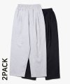 2Pack Two Tuck Wide Sweat Pants [Black/Melange Grey]