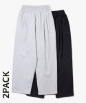 제로(XERO) 2Pack Two Tuck Wide Sweat Pants [Black/Melange Grey]