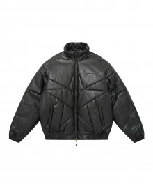 Star Vegan Leather Padded Jacket [Black]