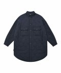 Plain Padded Long Jacket [Navy]
