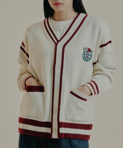 MUSINSA | ロマンティッククラウン PREPPY KNIT CARDIGAN_OATMEAL