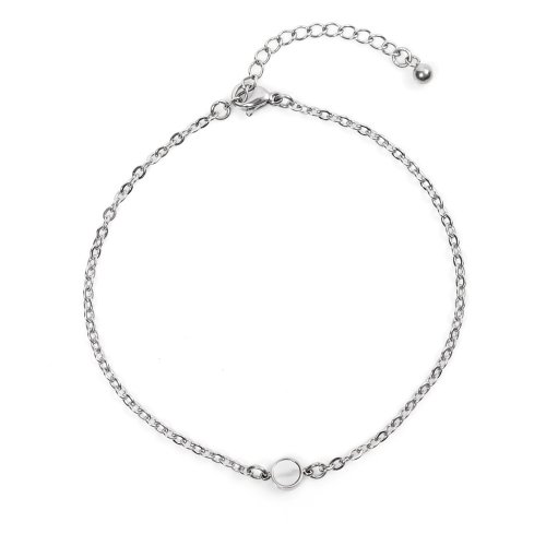 JBANS CLASSIC - Simple Mother-of-Pearl Point Surgical Steel Chain Bracelet (Y2101-AC068_SV)