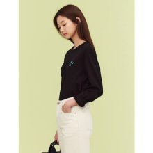[그린 빈폴][women] [Essential] 블랙 베이직 코튼 티셔츠 (BF1741N055)