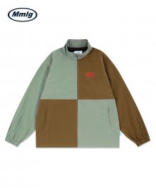 [Mmlg] BLOCK TRACK JACKET (MINT / BROWN)