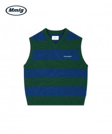 [Mmlg] BORDER KNIT VEST (GREEN / BLUE)