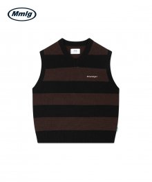 [Mmlg] BORDER KNIT VEST (BLACK / BROWN)