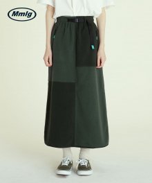 [Mmlg] BLOCK FLEECE SKIRT (KHAKI)