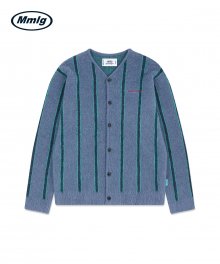 [Mmlg] NOSTALGIC STRPIE KNIT CARDIGAN (SMOKE BLUE)