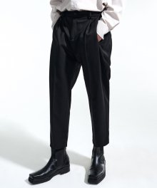 BLACK CROP TAPERED FIT HIGH WAIST PANTS TNPA1F333BK