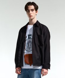 BLACK SEMI OVER FIT TWILL OUTER SHIRTS TNSH1F702BK