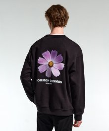 BLACK OVER FIT COSMOS EMBROIDERY SWEATSHIRT TNTS1F702BK