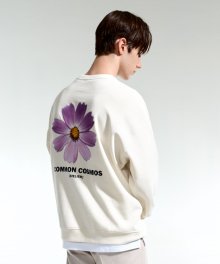 IVORY OVER FIT COSMOS EMBROIDERY SWEATSHIRT TNTS1F702IV