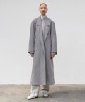 LOW COLLAR TRENCH COAT - LIGHT GREY