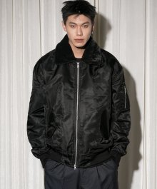 Fur MA-1 Flight Jacket - Black (FU-027)