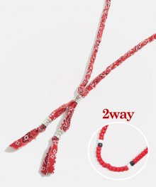 Beads And Bandana 2way Necklace Red