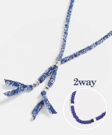 Beads And Bandana 2way Necklace Blue