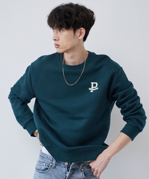 플랙() 럭키 워시 P LOGO 스웨트셔츠 다크그린 상품 이미지