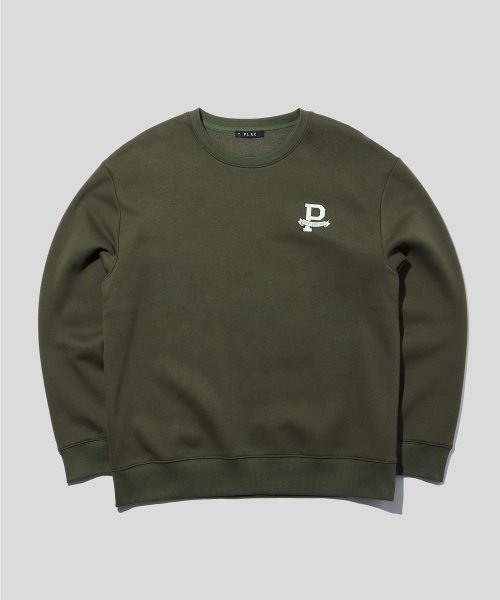 플랙() 럭키 워시 P LOGO 스웨트셔츠 카키 상품 이미지