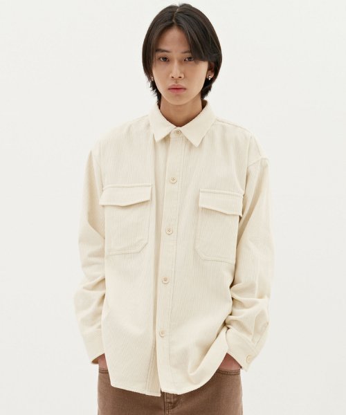 플랙() 투 포켓 코듀로이 자켓 셔츠 아이보리 상품 이미지