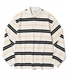 stripe polo l/s tee ivory