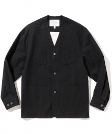 no collar 4pocket jacket black