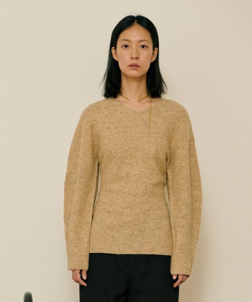 HOURGLASS WHOLEGARMENT KNIT TOP - MELANGE BEIGE