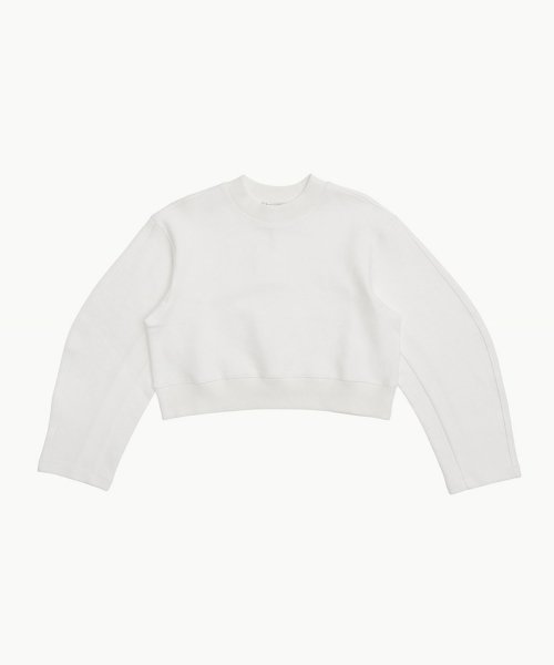 Round Sleeve Cropped Sweatshirt in Beige by AMOMENTO – New Classics Studios