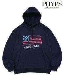 NA GALLERY X PHYPS® SPRAY FLAG HOODIE NAVY