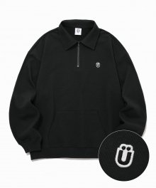 U LOGO HALF ZIP-UP SWEATSHIRTS_CHARCOAL(IK2BFMM490A)