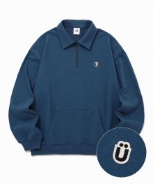 U LOGO HALF ZIP-UP SWEATSHIRTS_DEEP BLUE(IK2BFMM490A)