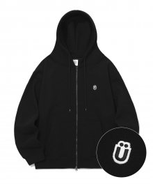 U LOGO WAPPEN HOOD ZIP UP_BLACK(IK2BFMM481A)