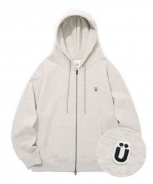 U LOGO WAPPEN HOOD ZIP UP_OATMEAL(IK2BFMM481A)