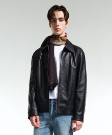 BLACK REGULAR FIT ITALY LAMBSKIN LEATHER JACKET TNJU1F701BK